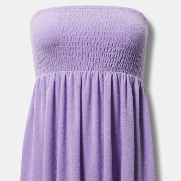 ❤️NWT VINTAGE TORRID SWIM COVER STRAPLESS TERRY BEACH DRESS COVER-UP LILAC PLUS - Picture 13 of 16